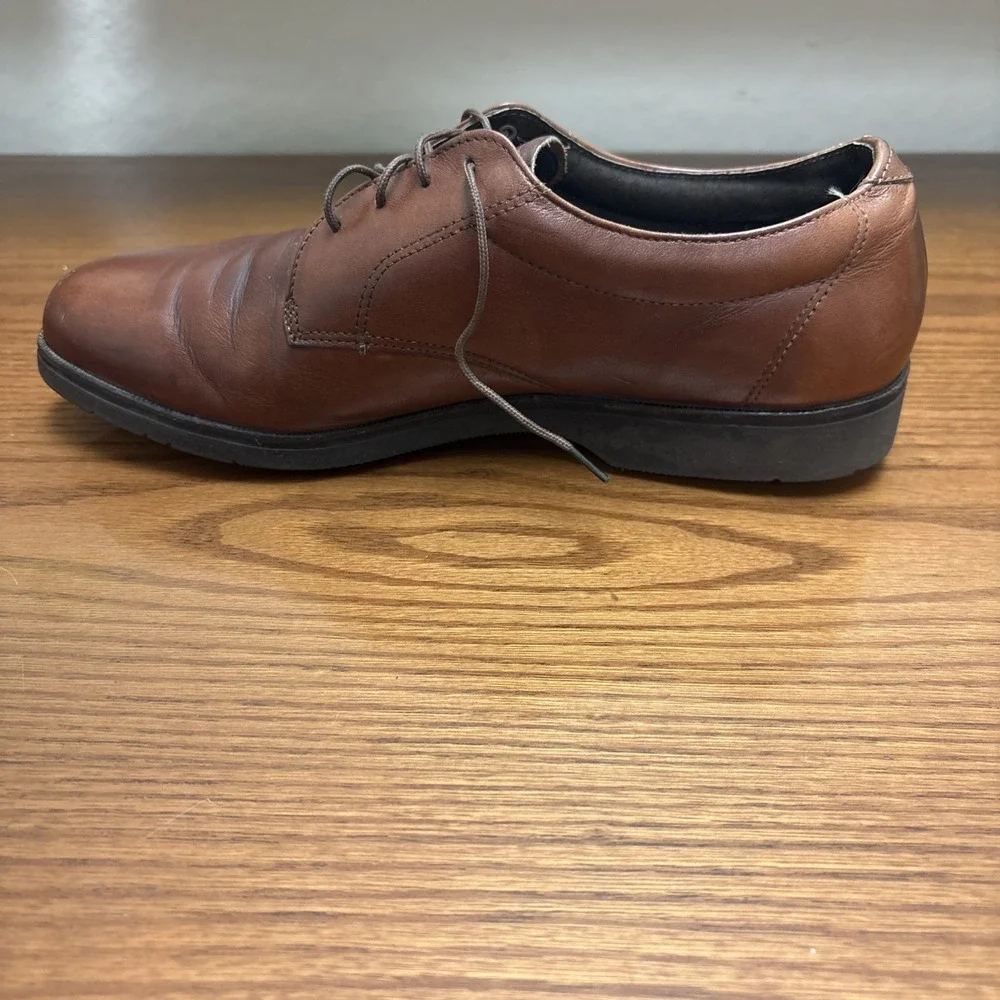 Brown Leather Derby Dress Shoes Mens Lace Up Round Toe Low Top Casual Oxford